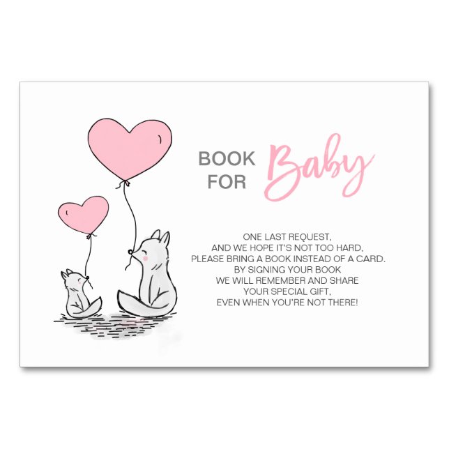 Buchen - Fox Pink Girl Babydusche Tischnummer (Vorderseite)