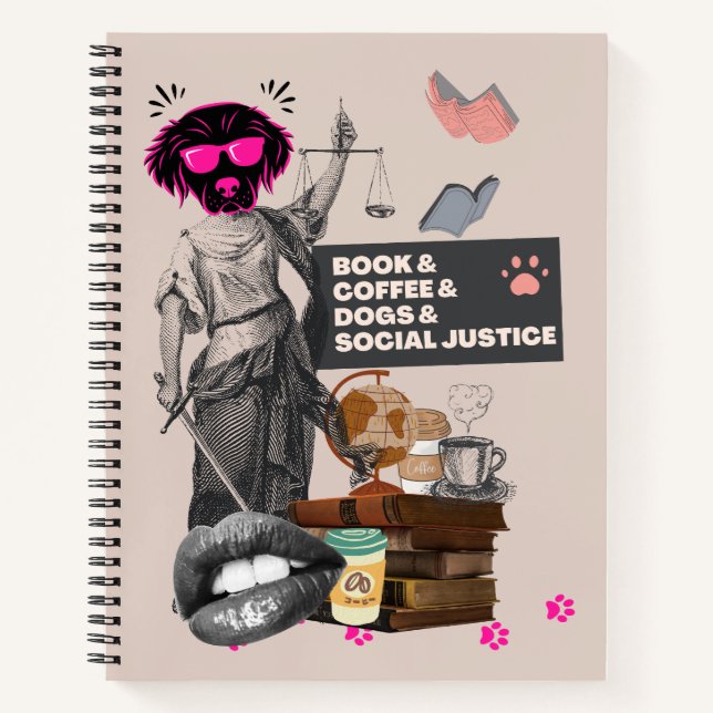 Buchen & Kaffee & Hunde & soziale Gerechtigkeit Notizbuch (Vorderseite)