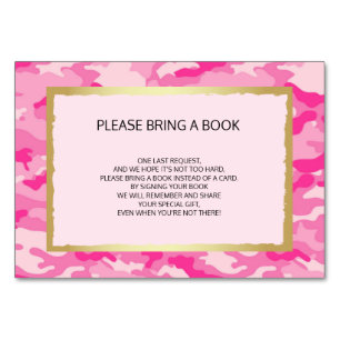 Buchen - Pink CAMOUFLAGE Girl Babyduschkarten Tischnummer