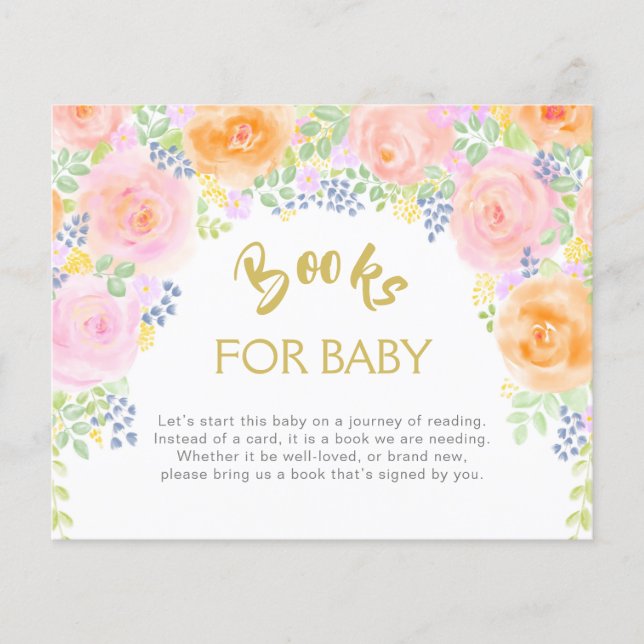Buchen Sie Baby Dusche Pink Roses Wasserfarbe (Vorderseite)