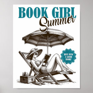 Buchen Sie Girl Summer Dive in A Good Book Beach V Poster