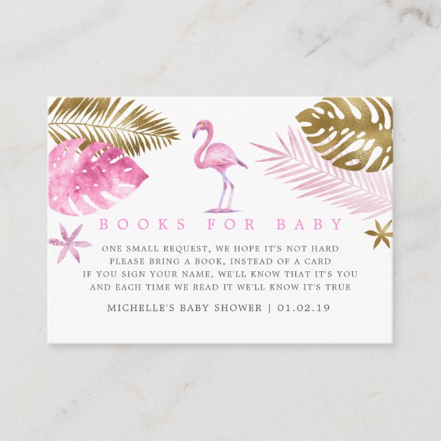 Buchen Sie Ihr Pink and Gold Flamingo Baby Showboo Begleitkarte (Vorderseite)