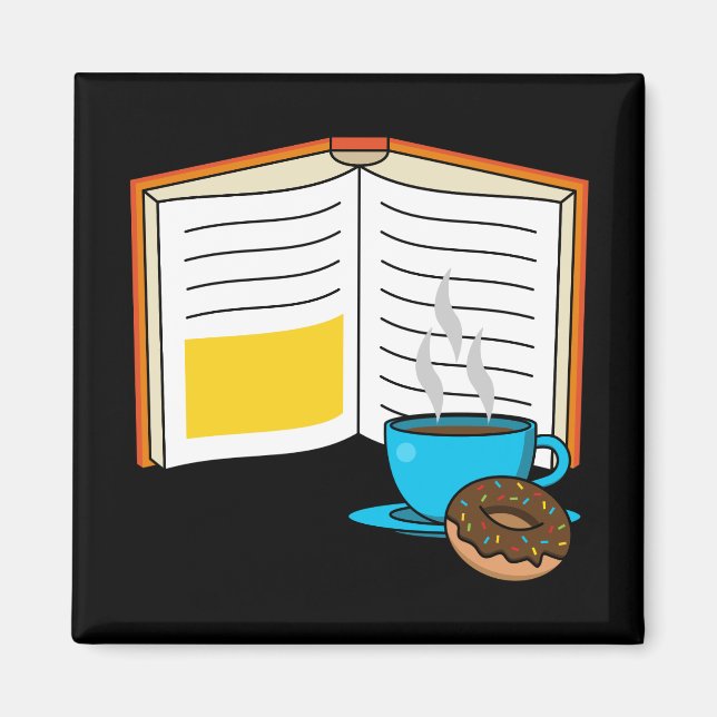 Buchen Sie Kaffee und Donut Cartoon Magnet (Vorne)