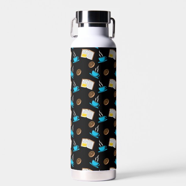 Buchen Sie Kaffee und Donut Cartoon Trinkflasche (Vorne)