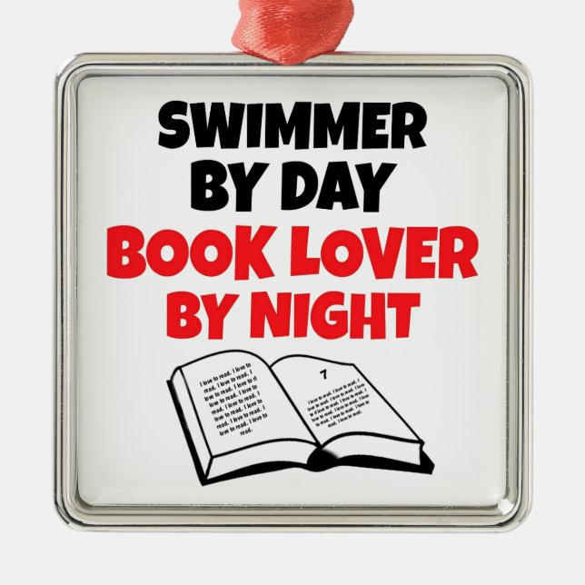 Buchen Sie Lover Swimmer Silbernes Ornament (Vorne)