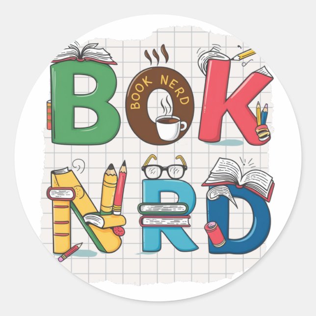 "Buchen Sie Nerd - Playful and Creative Reading En Runder Aufkleber (Vorderseite)