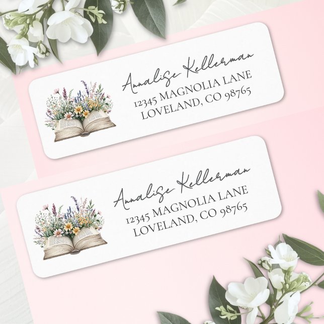 Buchen Sie neues Kapitel Wildflower-Brautdusche (Book New Chapter Wildflower Bridal Shower label)