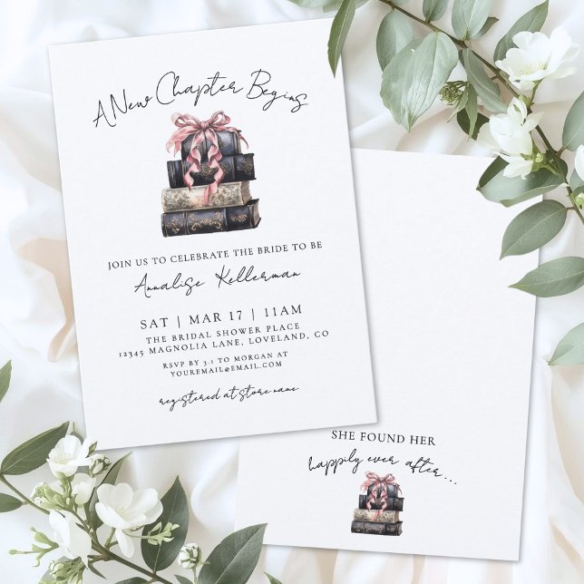 Buchen Sie New Chapter Bow Brautparty Einladung (Book New Chapter Bow Bridal Shower Invitation)