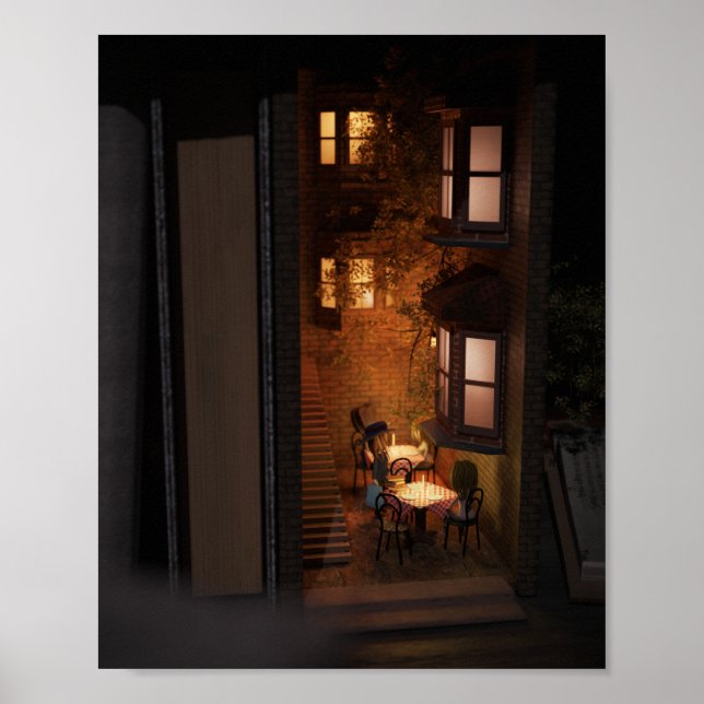 Buchen Sie nook diorama - kleines Café Poster (Vorne)