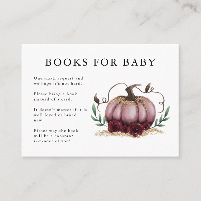 Buchen Sie Pink Gold Pumpkin Baby Showbook Begleitkarte (Vorderseite)