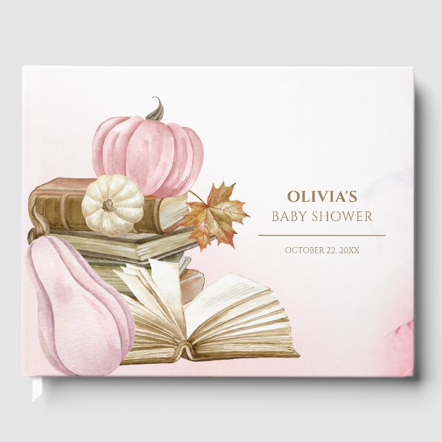 Buchen Sie Theme Pink Pumpkin Baby Showbook Gästebuch (Vorderseite)