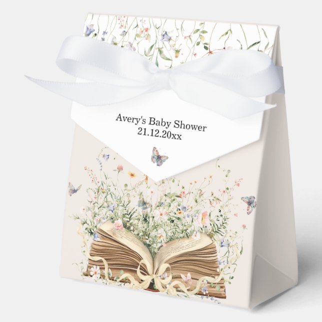 Buchen Sie Wildblume ein neues Kapitel Babydusche  Geschenkschachtel (Vorderseite)
