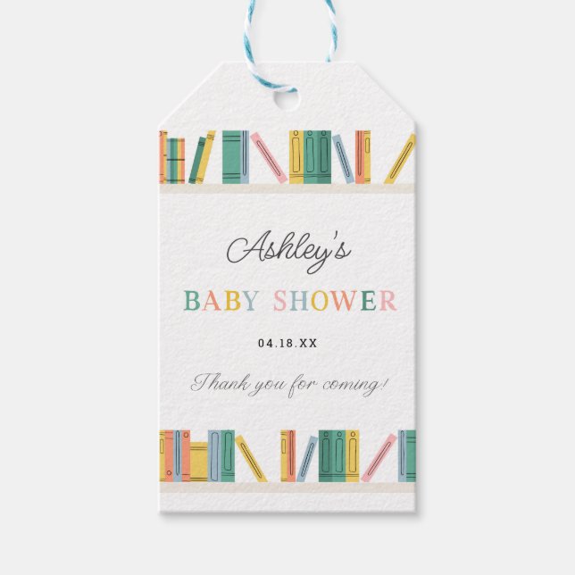 Buchen Theme Storybook Baby Shower Gevor Geschenkanhänger (Vorderseite)