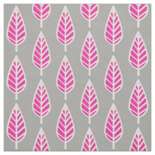 Buchenblatt-Muster - Fuchsienrosa und Silber Stoff