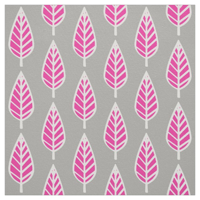 Buchenblatt-Muster - Fuchsienrosa und Silber Stoff (Muster)