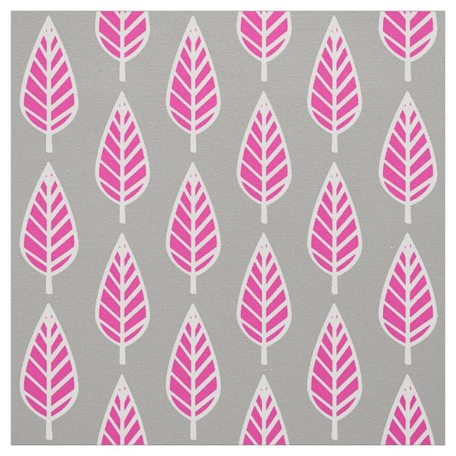 Buchenblattmuster - Fuchsienrosa und -silber Stoff (Muster)