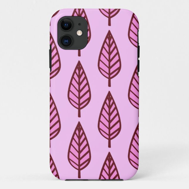 Buchenblattmuster - rosa und bordeaux Case-Mate iPhone hülle (Rückseite)