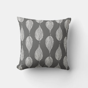 Buchenleaf Chalk Print, grau / grau und weiß Kissen