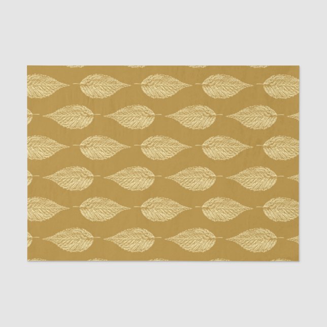 Buchenleaf Chalk Print, Senf Gelb / Gold Seidenpapier (Vorderseite)