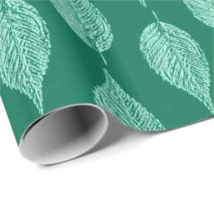 Buchenleaf Chalk Print, Türkis und Aqua Geschenkpapier