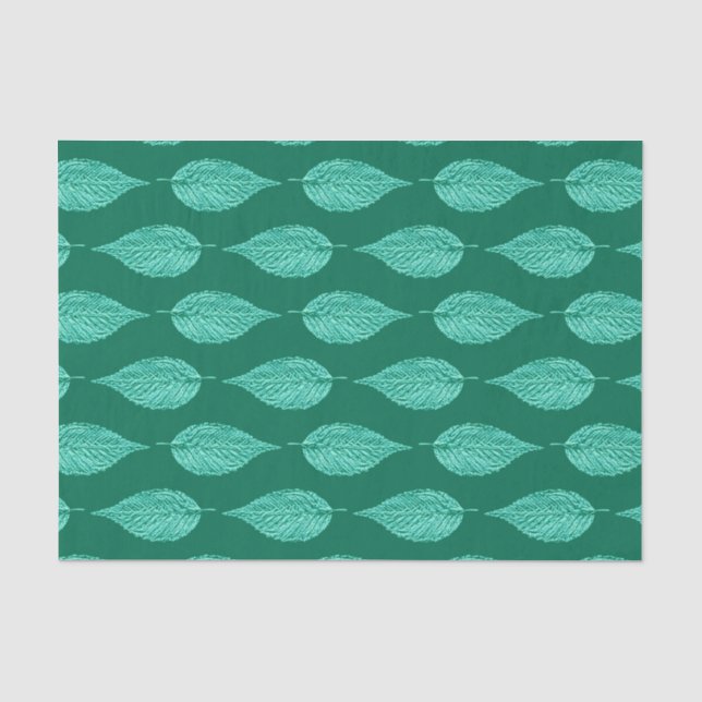 Buchenleaf Chalk Print, Türkis und Aqua Seidenpapier (Vorderseite)