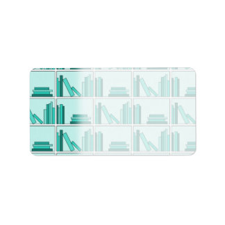 Bücher auf dem Schelf. Design in Aquamarin und Aqu Adressaufkleber