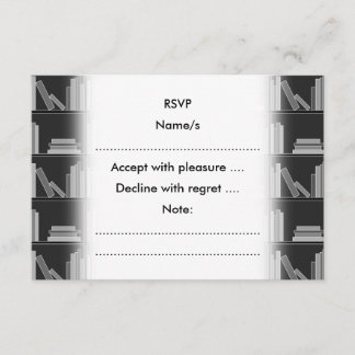 Bücher auf dem Schelf. Grau, Schwarz und Weiß. RSVP Karte