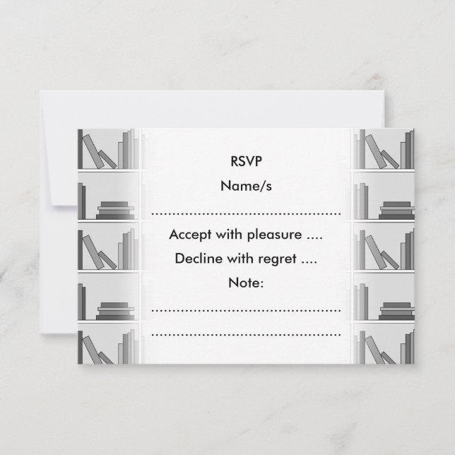 Bücher auf dem Schelf. Monochrome. RSVP Karte (Vorderseite)