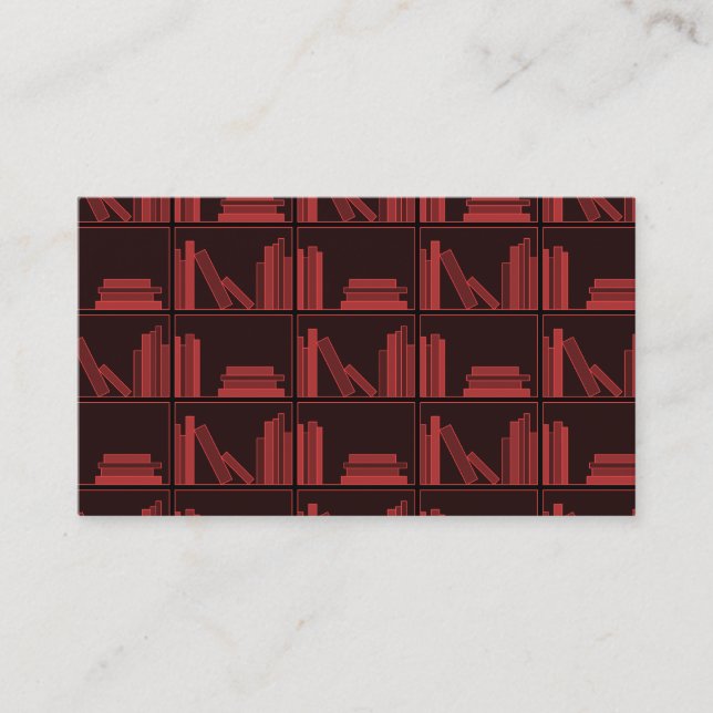 Bücher auf Regal. Dunkelrot. Visitenkarte (Vorderseite)