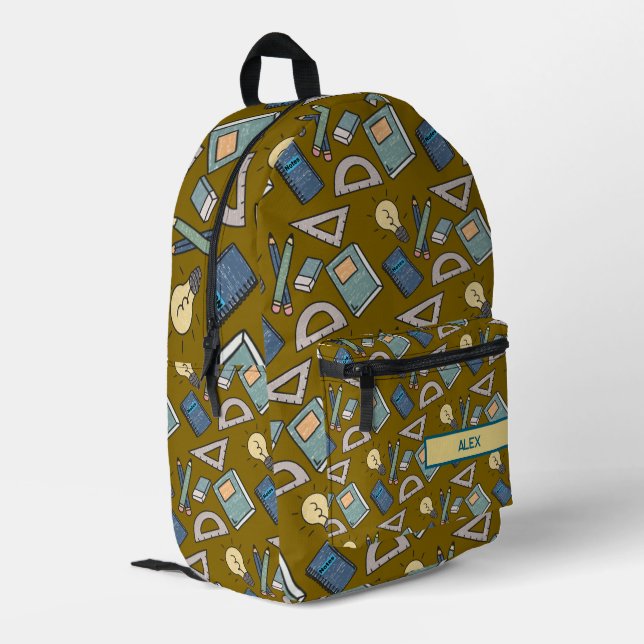 Bücher, Auftragnehmer, Notebooks und Ideen Bedruckter Rucksack (Rückseitige Ecke links)