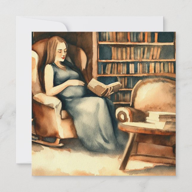 Bücher & Baby: Klassische Alben, eine Babydusche Einladung (Vorderseite)