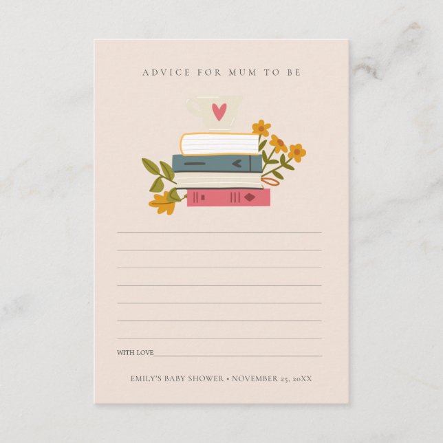 Bücher Blumenberater für Mama Baby Dusche Begleitkarte (Vorderseite)