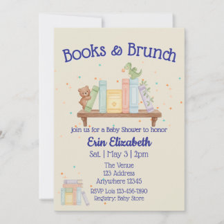 Bücher & Brunch Blaues Babyshower Einladung