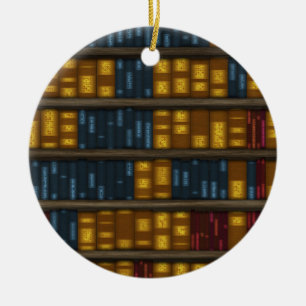 Bücher, Bücher, Bücher - Bücherregal-Muster Keramik Ornament