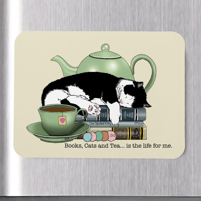 Bücher Cat Tee Niedlich Magnet (Von Creator hochgeladen)