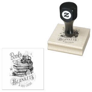 Bücher, Decken und heiße Schokolade Gummistempel