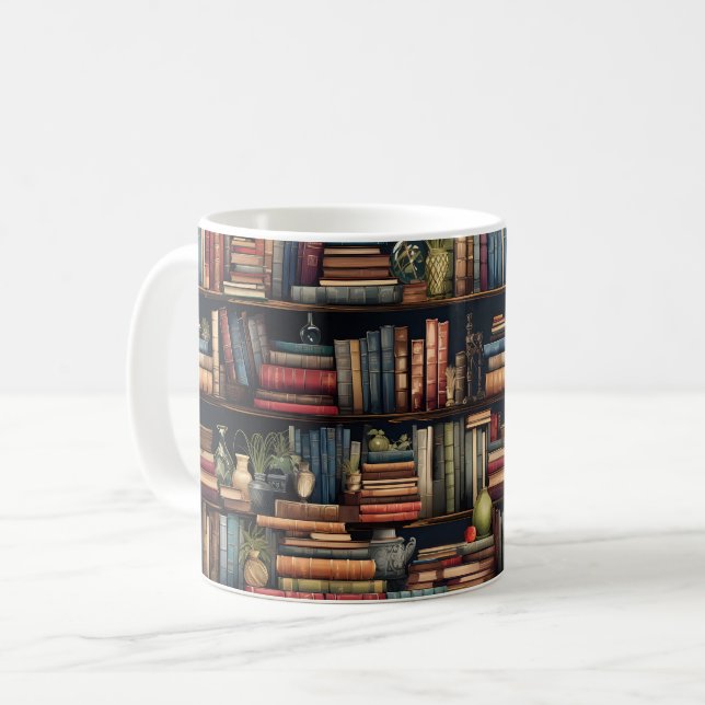 Bücher der virtuellen Bibliothek Kaffeetasse (Vorderseite Links)