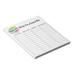 "Bücher, die ich ausgeliehen habe" Notepad Notizblock