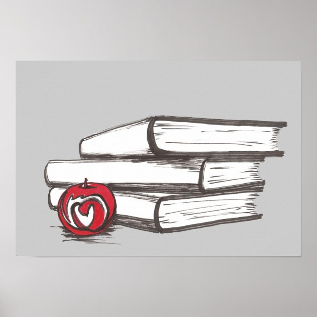 Bücher + ein Apple-Poster | Anpassbar Poster (Vorne)