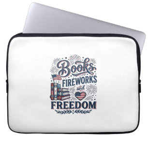 Bücher Feuerwerk und Freiheit Patriotischer Leser- Laptopschutzhülle