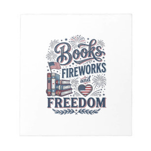 Bücher Feuerwerk und Freiheit Patriotischer Leser- Notizblock