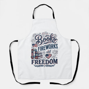 Bücher Feuerwerk und Freiheit Patriotischer Leser- Schürze