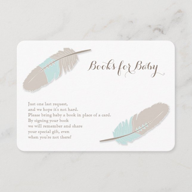 Bücher fordern Boho Feather Blue und Grau an Begleitkarte (Vorderseite)