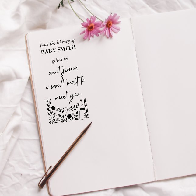 Bücher für Baby | Baby's First Library Keepake Permastempel (From the library of Baby Shower, Baby's First Library, books for baby, Our next chapter Stamp)