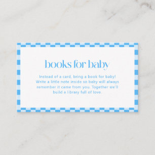 Bücher für Baby Blau Kariert Retro Jungen Dusche Begleitkarte