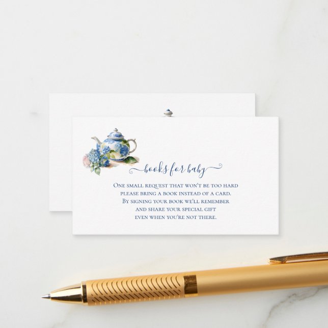 Bücher für Baby Blue Hydrangea Tee Party Begleitkarte (Vorderseite/Rückseite Beispiel)