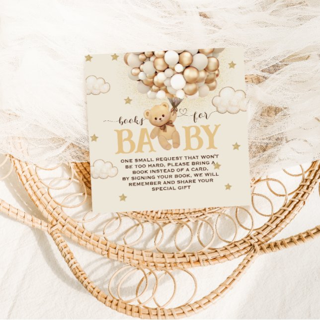 Bücher für Baby Boho Bear Thema Babydusche Begleitkarte (Von Creator hochgeladen)