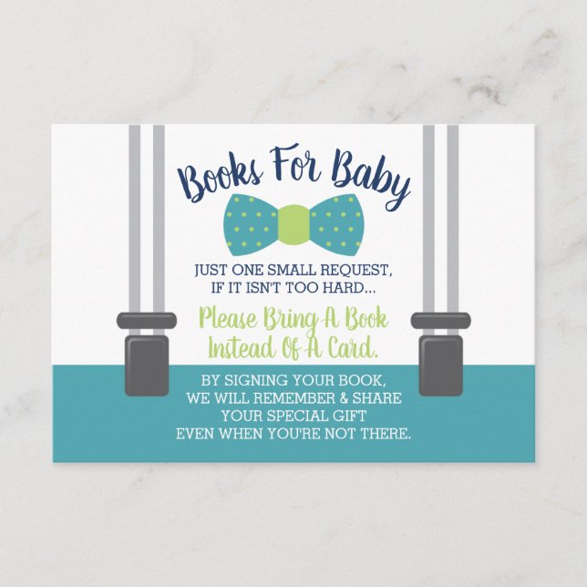 Bücher für Baby, Bow Krawatte Babydusche Begleitkarte (Vorderseite)