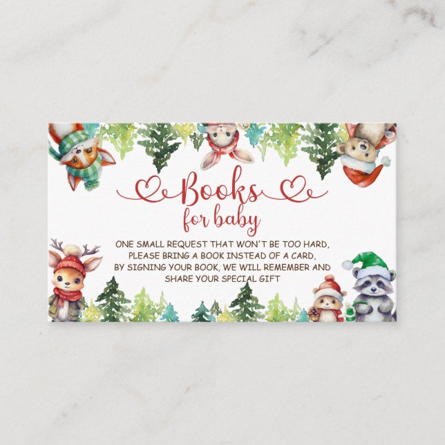 Bücher für Baby Christmas Animals Baby-Dusche Begleitkarte (Vorderseite)