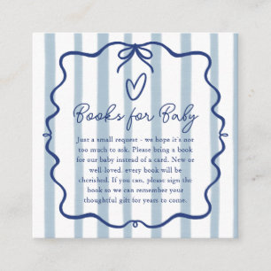 Bücher für Baby Cute Blue Stripes Baby Shower Begleitkarte